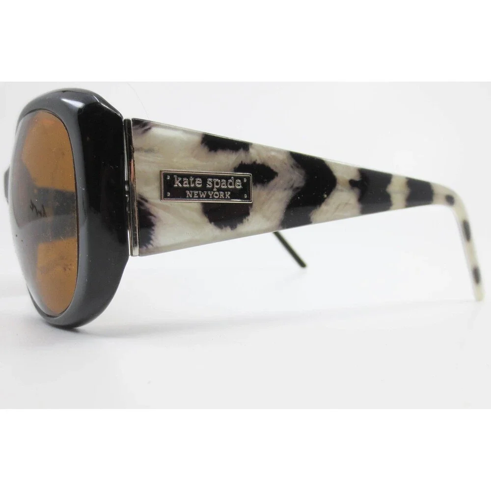 Kate Spade Angelina/s 807 Y7 Sunglasses Black Spotted Animal Print Oversized